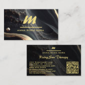 *~* QR Black Gold Marmor Initial Monogram AP66 Visitenkarte (Vorne/Hinten)