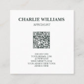 QR-Blätter mit botanischem Rahmen Quadratische Visitenkarte (Rückseite)