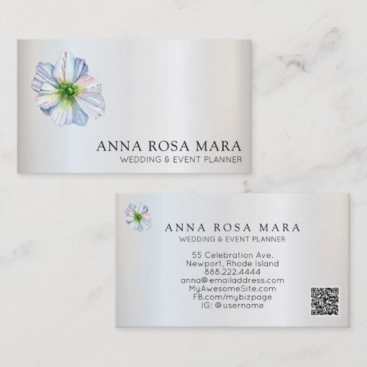 *~* QR Blume Regenbogen Weißer Anemone Bläsernblüt Visitenkarte (Vorne/Hinten)