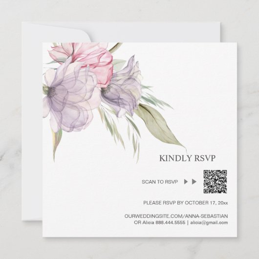 *~* QR Blumenstrauß AR15 UAWG PINK WEDDING Einladung (Rückseite)
