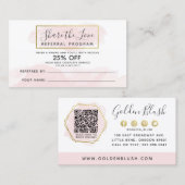 QR (Blush Pink Watercolor & Gold) Visitenkarte (Vorne/Hinten)