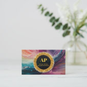 *~ QR BOLD AP93 Neon Abstrakt Business Card Visitenkarte (Stehend Vorderseite)