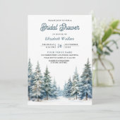 QR-Brautparty für den Winterschneewald Einladung (Stehend Vorderseite)