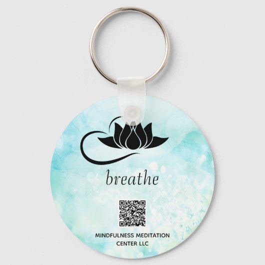 *~* QR - BREATHE Lotus Branding Türkis SWAG K Schlüsselanhänger (Vorderseite)