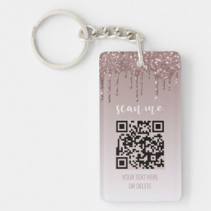 QR Business Card Blush Pink Driving Glitzer Schlüsselanhänger