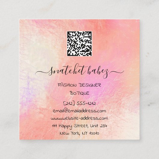 QR-Button-Logo für Modekleidung Quadratische Visitenkarte (Rückseite)