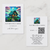 *~* QR Cabin Summer Stream Rustische Hütte AP49 Visitenkarte (Vorne/Hinten)