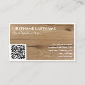 QR-Code 100% Bio Holzstil auf Weiß Visitenkarte (Rückseite)