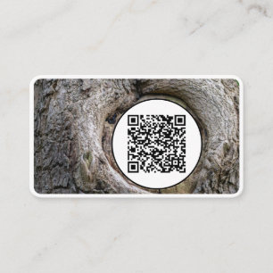 QR-Code 100% Bio Holzstil auf Weiß Visitenkarte