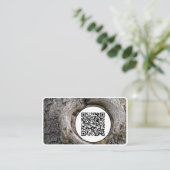 QR-Code 100% Bio Holzstil auf Weiß Visitenkarte (Stehend Vorderseite)