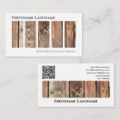 QR-Code 100% natürliche elegante Holzstil auf weiß Visitenkarte (Vorne/Hinten)