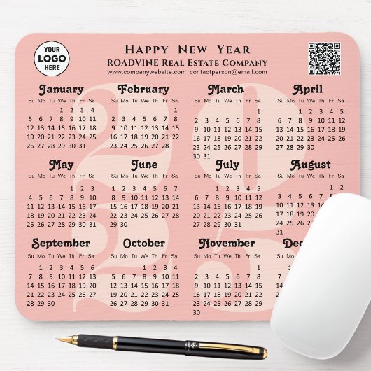 QR-Code 2025 für das Calendar-Business-Logo Rosa R Mousepad
