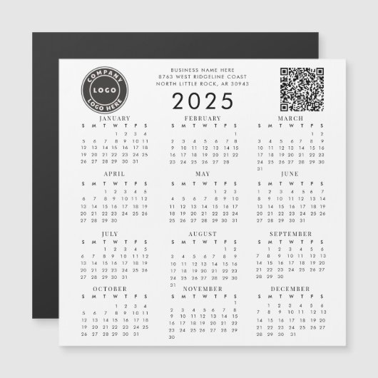QR-Code 2025-Kalender für Unternehmen Magnetkarte (Vorne/Hinten)