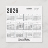 QR-Code 2026 Kalender Visitenkarte (Rückseite)