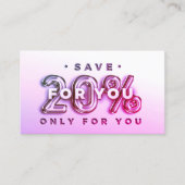 QR-CODE 20% ERMÄSSIGUNG INSERT DANK PINK VISITENKARTE (Vorderseite)