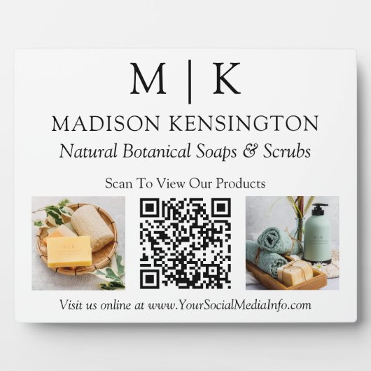 QR-Code-2-Foto für Monogramme oder Add-Logos Fotoplatte (Vorderseite)