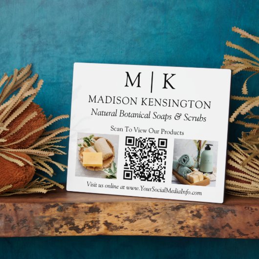 QR-Code-2-Foto für Monogramme oder Add-Logos Fotoplatte (Seite)