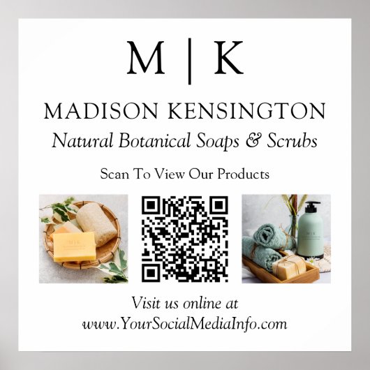 QR-Code-2-Foto für Monogramme oder Add-Logos Poster (Vorne)