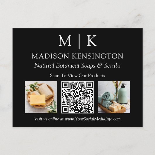 QR-Code-2-Foto für Monogramme oder Add-Logos Postkarte (Vorderseite)
