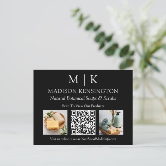QR-Code-2-Foto für Monogramme oder Add-Logos Postkarte (Stehend Vorderseite)
