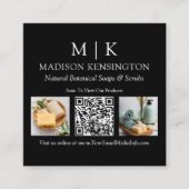 QR-Code-2-Foto für Monogramme oder Add-Logos Quadratische Visitenkarte (Vorderseite)