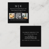QR-Code-2-Foto für Monogramme oder Add-Logos Quadratische Visitenkarte (Vorne/Hinten)
