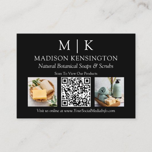 QR-Code-2-Foto für Monogramme oder Add-Logos Visitenkarte (Vorderseite)