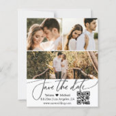 QR-Code 3-Foto-Collage Save the Date Einladung (Vorderseite)