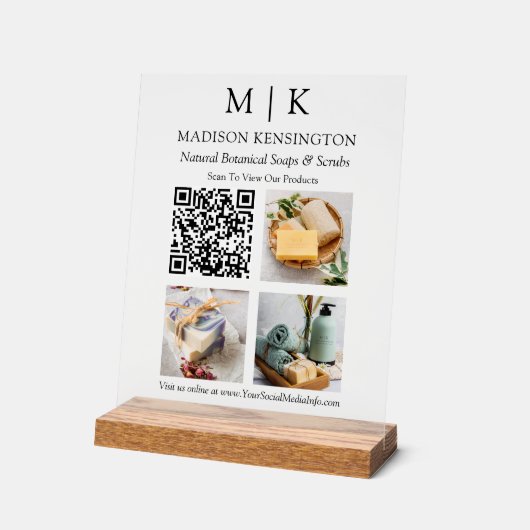 QR-Code-3-Foto für Monogramme oder Add-Logos Acrylschild (Winkel)