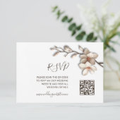 QR-Code | 3D-Blütenmagnolie RSVP Begleitkarte (Stehend Vorderseite)