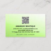 QR-CODE 40% ERMÄSSIGUNG PROMOTIONAL GRÜNE VISITENKARTE (Rückseite)