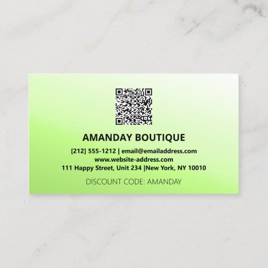 QR-CODE 40% ERMÄSSIGUNG PROMOTIONAL GRÜNE VISITENKARTE (Rückseite)