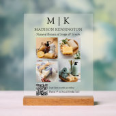 QR-Code 4-Foto für Monogramme oder Add-Logos Acrylschild (Neutral)