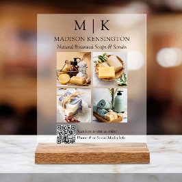 QR-Code 4-Foto für Monogramme oder Add-Logos Acrylschild