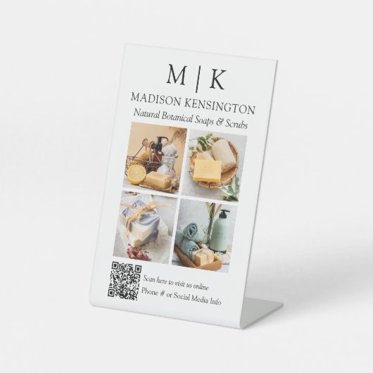 QR-Code 4-Foto für Monogramme oder Add-Logos Sockelschild (Vorderseite)