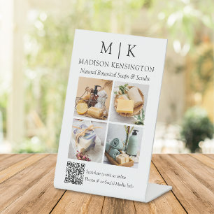 QR-Code 4-Foto für Monogramme oder Add-Logos Sockelschild