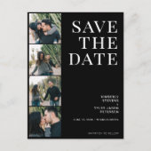 QR CODE 4 Fotos Typografie Schwarze Hochzeit Ankündigungspostkarte (Vorderseite)