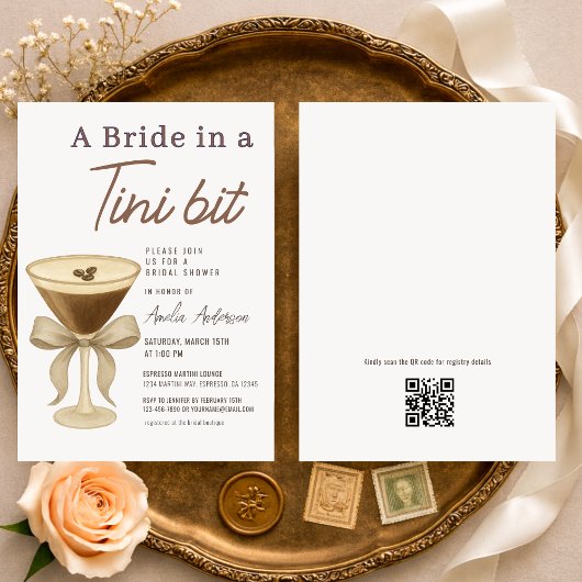 QR Code A Bride in a Tini Bit Bridal Shower Einladung