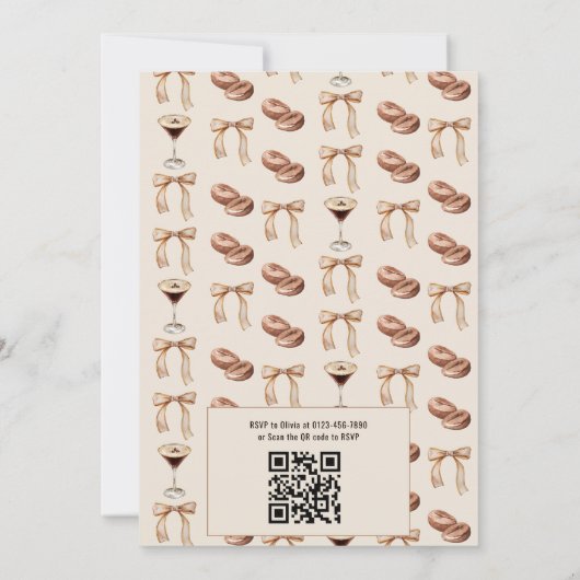 QR Code A Tini Bit Ältere Espresso Martini Geburts Einladung (Rückseite)