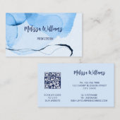 QR-Code | Abstrakt Art Blue Watercolor Visitenkarte (Vorne/Hinten)