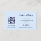 QR-Code | Abstrakt Art Blue Watercolor Visitenkarte (Rückseite)