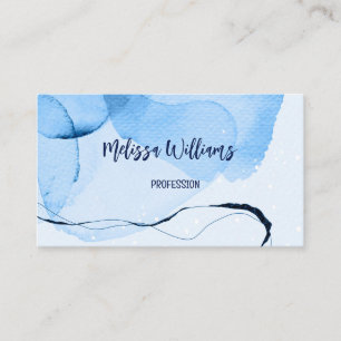 QR-Code Abstrakt Art Blue Watercolor Visitenkarte