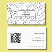 QR Code Abstrakt Line Muster Monogramm Weiß Visitenkarte