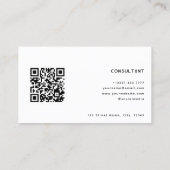 QR Code Abstrakt Line Muster Monogramm Weiß Visitenkarte (Rückseite)