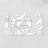 QR Code Abstrakt Line Muster Monogramm Weiß Visitenkarte (Vorderseite)