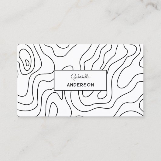 QR Code Abstrakt Line Muster Monogramm Weiß Visitenkarte (Vorderseite)