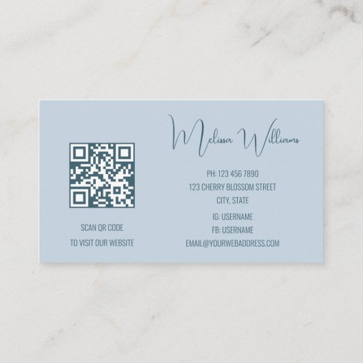 QR Code Abstrakte Art Wave Initials Visitenkarte (Rückseite)