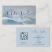 QR Code Abstrakte Art Wave Initials Visitenkarte (Vorne/Hinten)