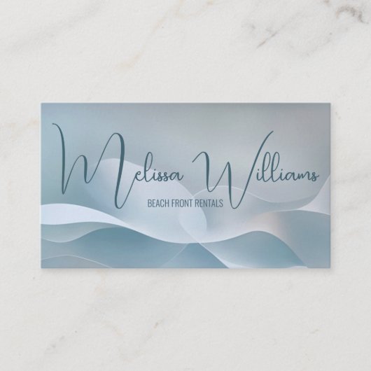 QR Code Abstrakte Art Wave Initials Visitenkarte (Vorderseite)