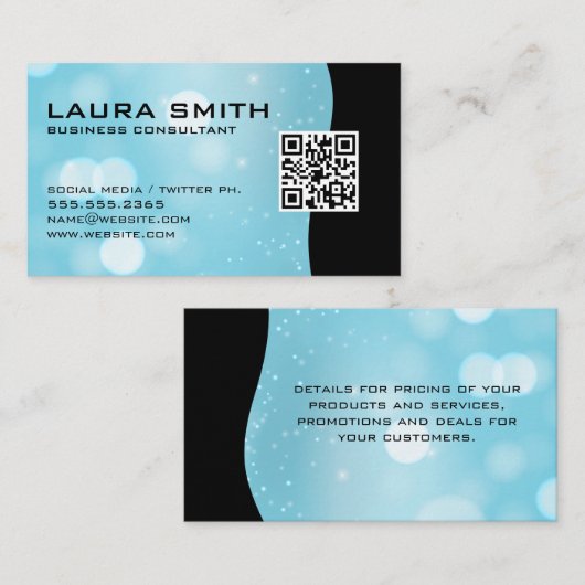 QR-Code / Abstrakte Blue Books-Visitenkarte Visitenkarte (Vorne/Hinten)